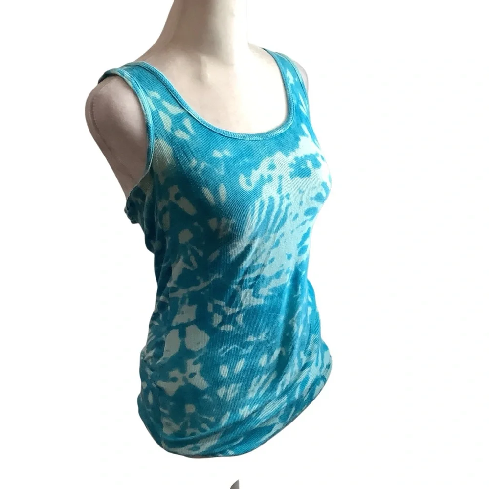 No Boundaries Women’s Aqua Tie-Dye Tank Top Size L - Picture 1 of 7